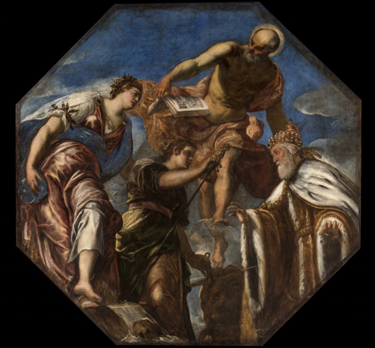 Jacopo Tintoretto Doge Girolamo Priuli Presented by Saint Jerome to Personifications of Justice and Peace Palazzo Ducale